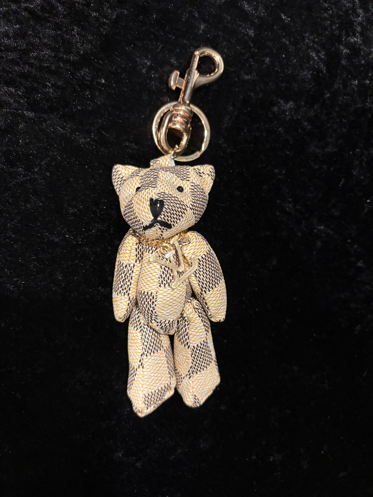 Ivory Check Teddy Charm