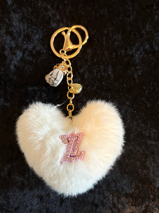 Rhinestone Monogram Puff Keychain Charm