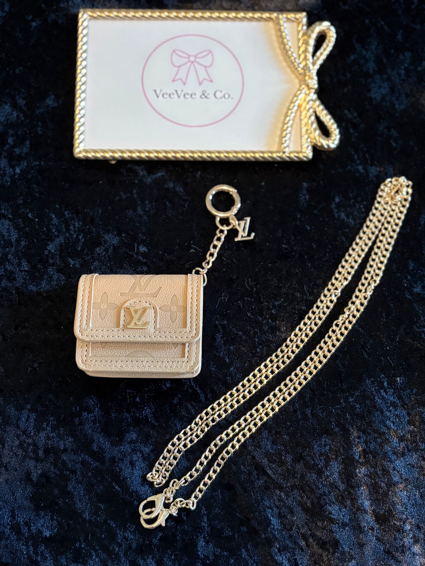 Chic Tan AirPods Case with Wearable Chain