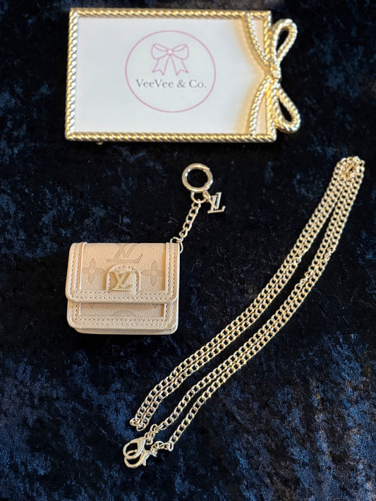 Chic Tan AirPods Case with Wearable Chain
