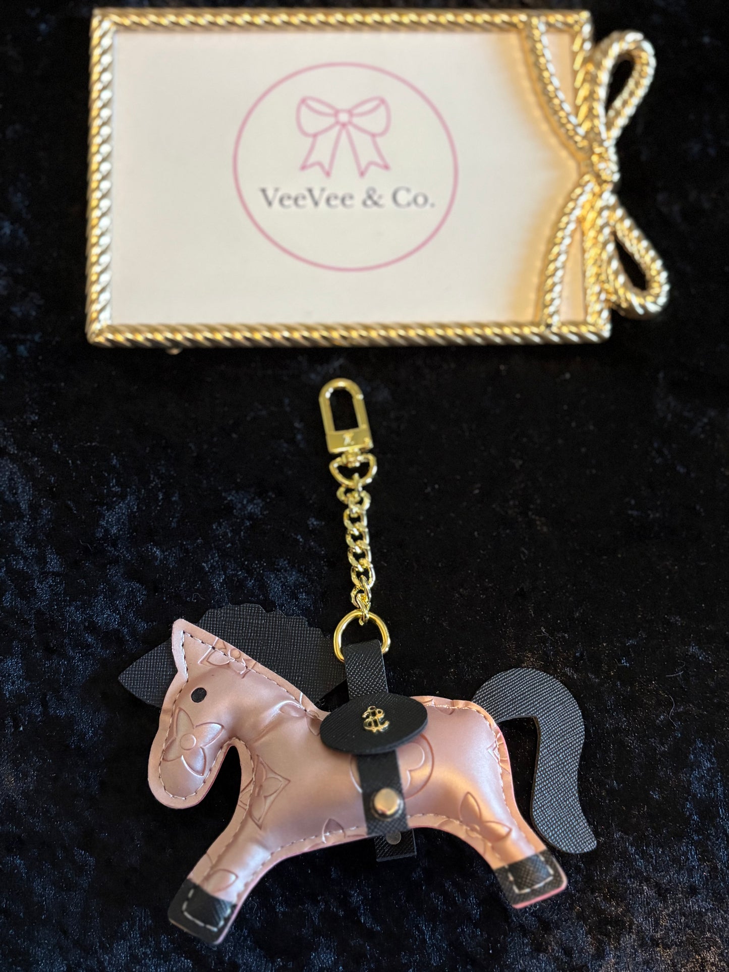 Rose Gold Horse Charm Keychain