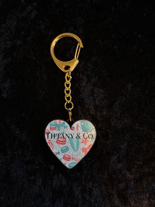 Heart Keychains – Sweet Treat & Signature Blue | Double-Sided Boutique Charm with Gold Clasp