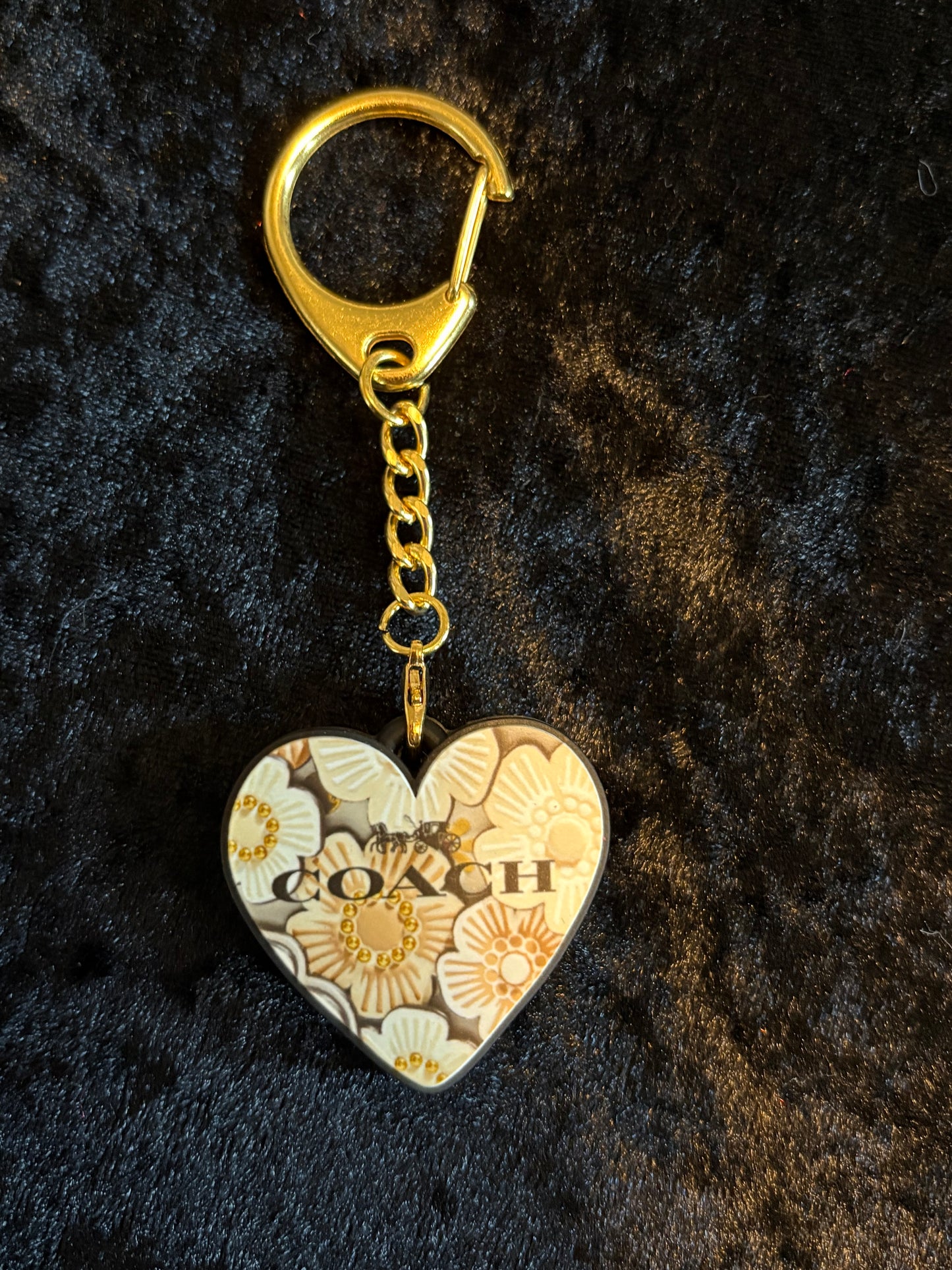 Heart Keychain Collection – Boutique Floral & Signature Styles | Double-Sided Charm with Gold Clasp