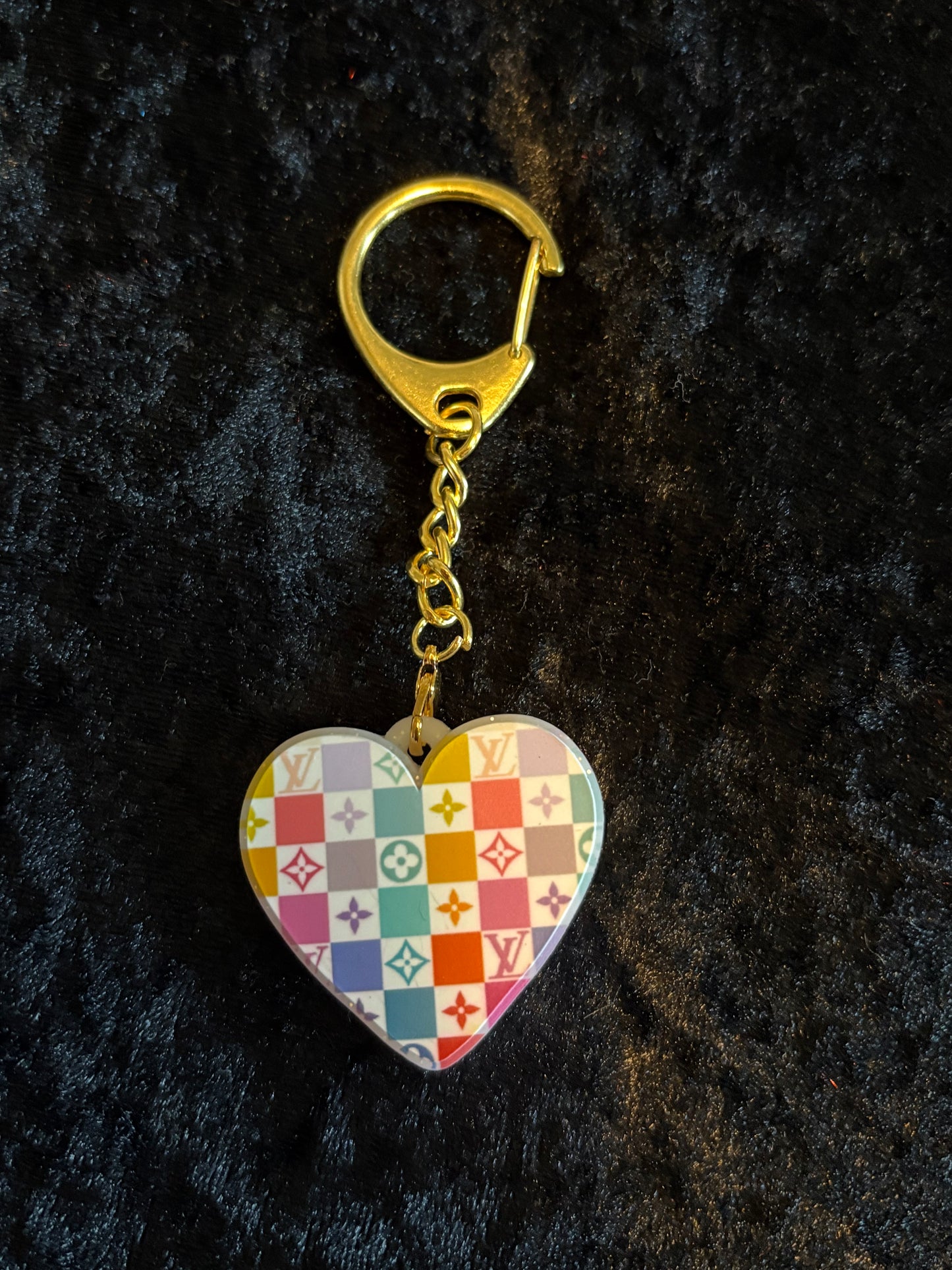 Heart Keychain Collection – Boutique Signature Styles | Double-Sided Charm with Gold Clasp