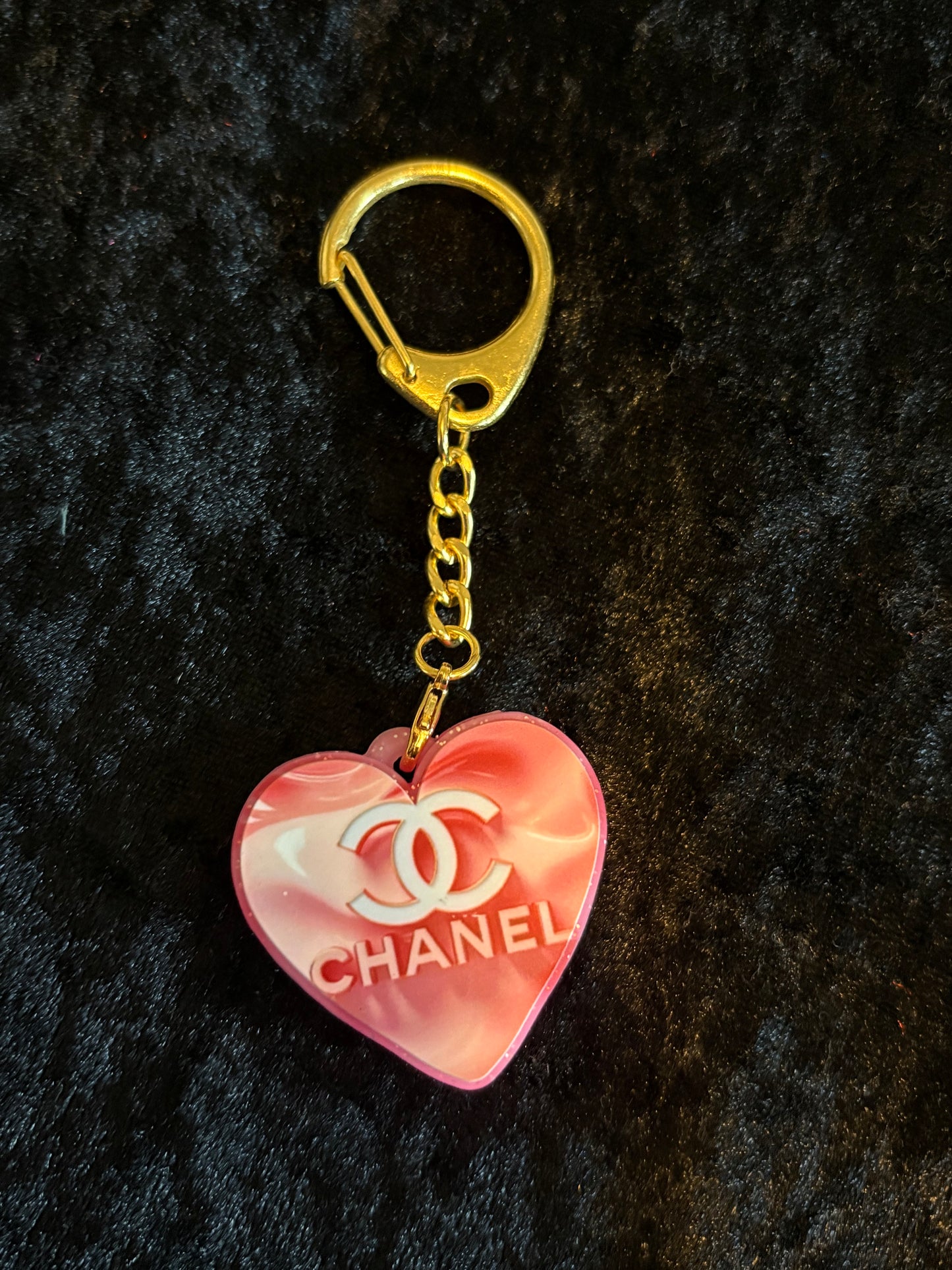 Heart Keychain Duo – Boutique Pink & Blue Styles | Double-Sided Charm with Gold Clasp