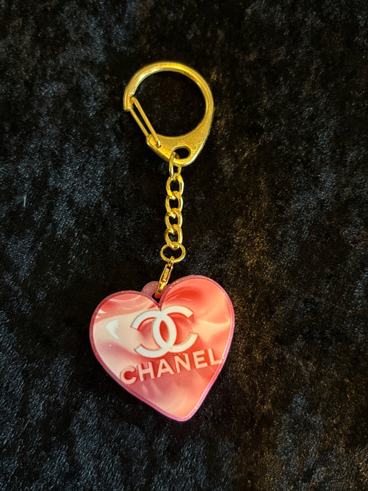 Heart Keychain Duo – Boutique Pink & Blue Styles | Double-Sided Charm with Gold Clasp
