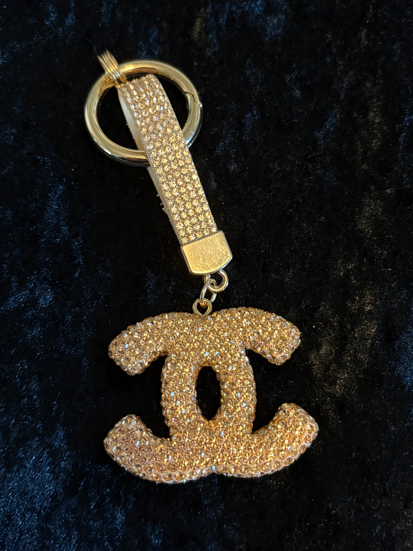 Rhinestone Logo Keychain Collection – Gold Key Ring | Boutique Luxe Charms