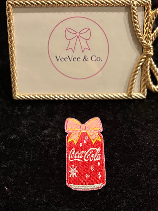 Vintage Coca-Cola Snowflake Bow Iron-On Patch