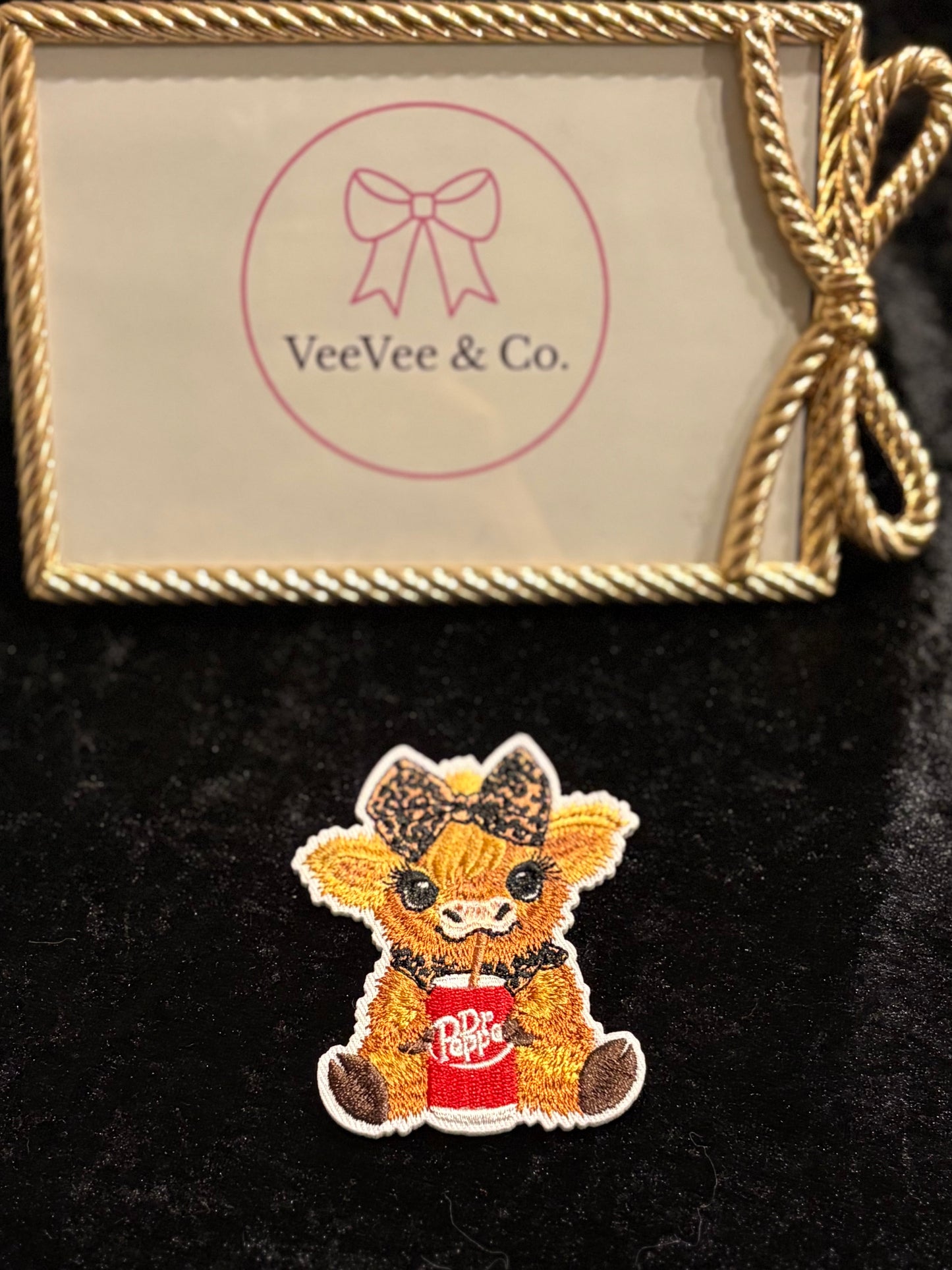 Sippin’ Sweet Highland Cow Iron-On Patch