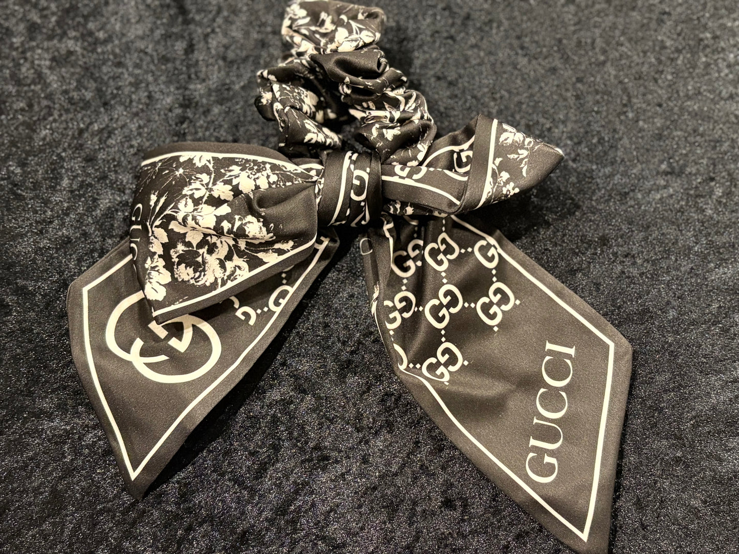 Midnight Bloom Bow Scrunchie