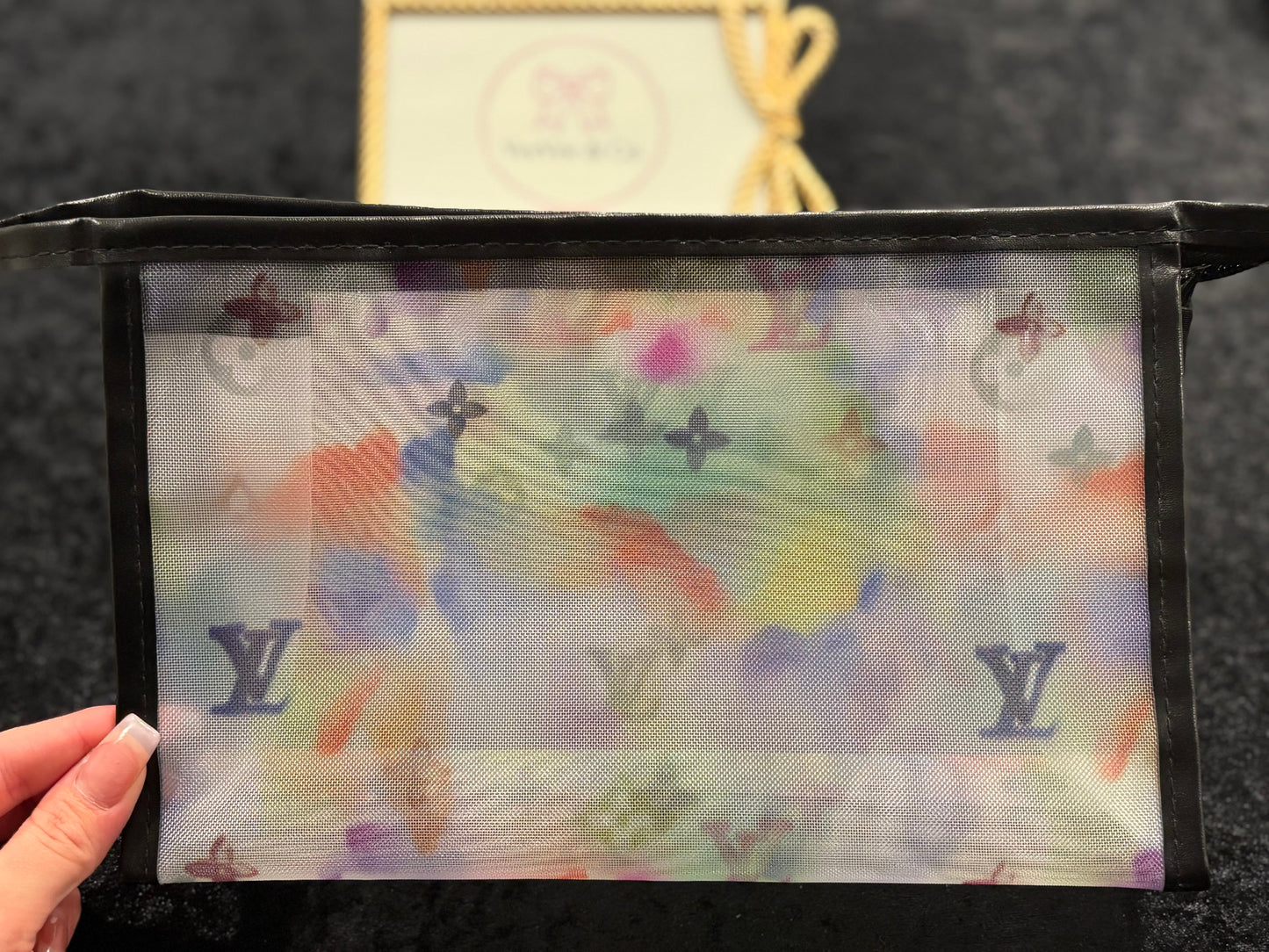Watercolor Mesh Makeup Pouch | Multicolor Travel Zipper Bag