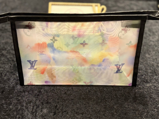 Watercolor Mesh Makeup Pouch | Multicolor Travel Zipper Bag