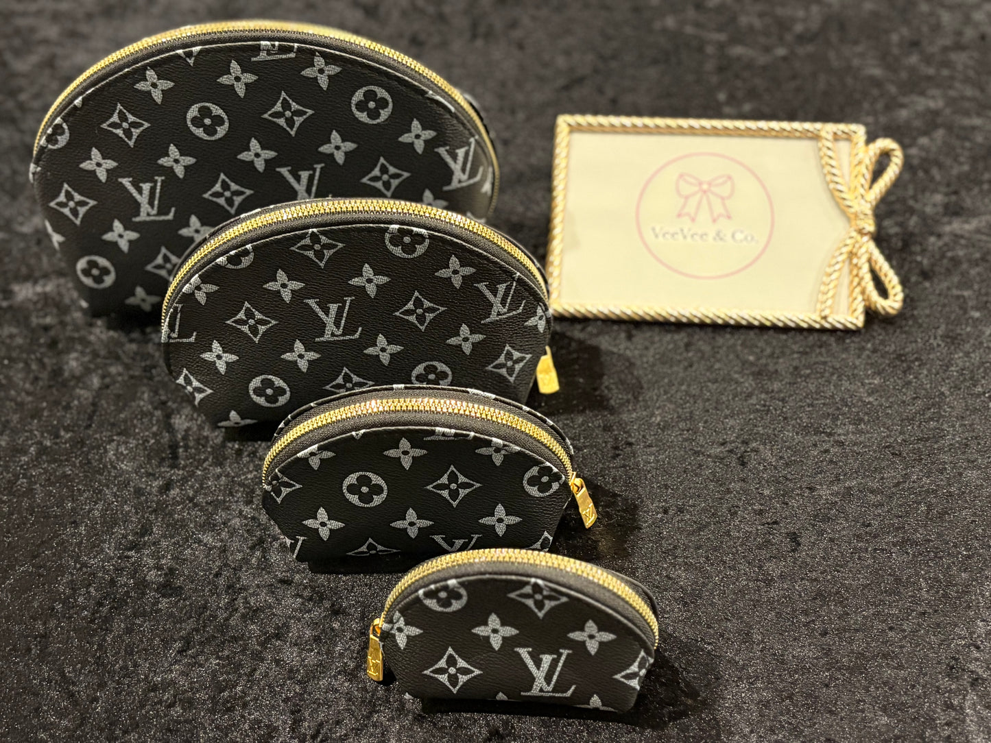 Luxe Monogram Beauty Bundle | 4-Piece Glam Bag Set