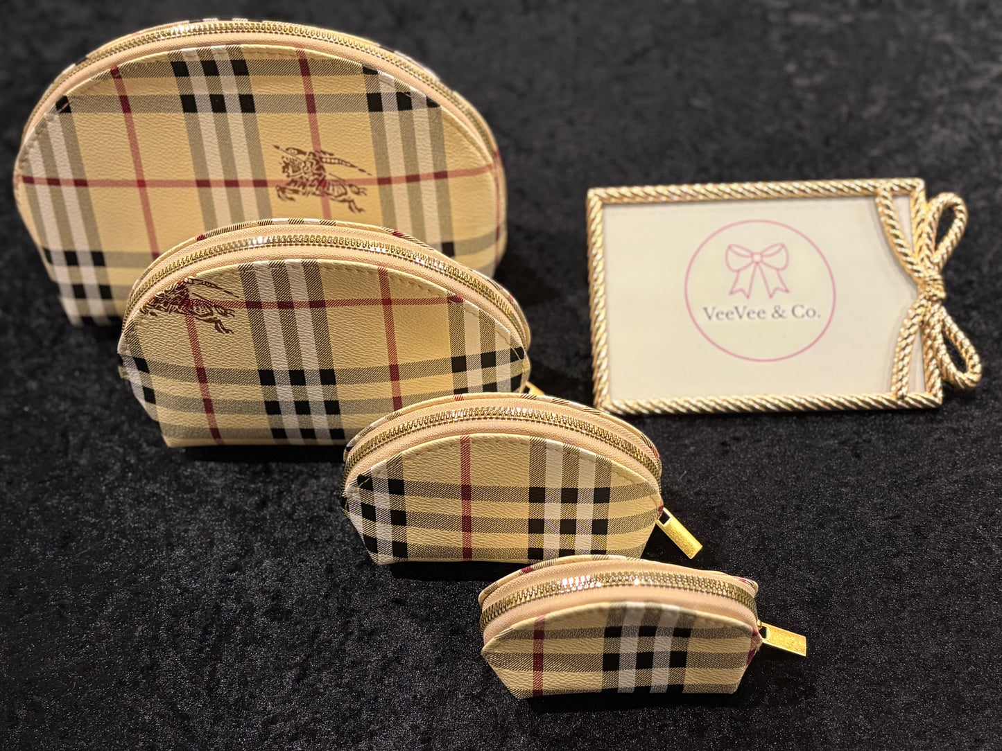 Classic Plaid Beauty Set | 4-Piece Makeup Bag Bundle