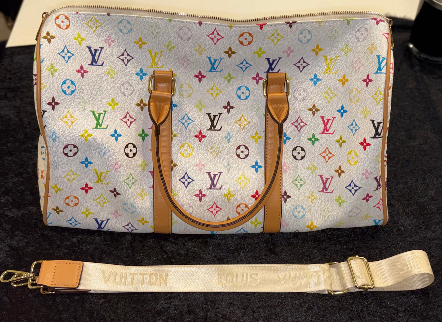 Rainbow Monogram Duffle Bag | Statement Travel Weekender