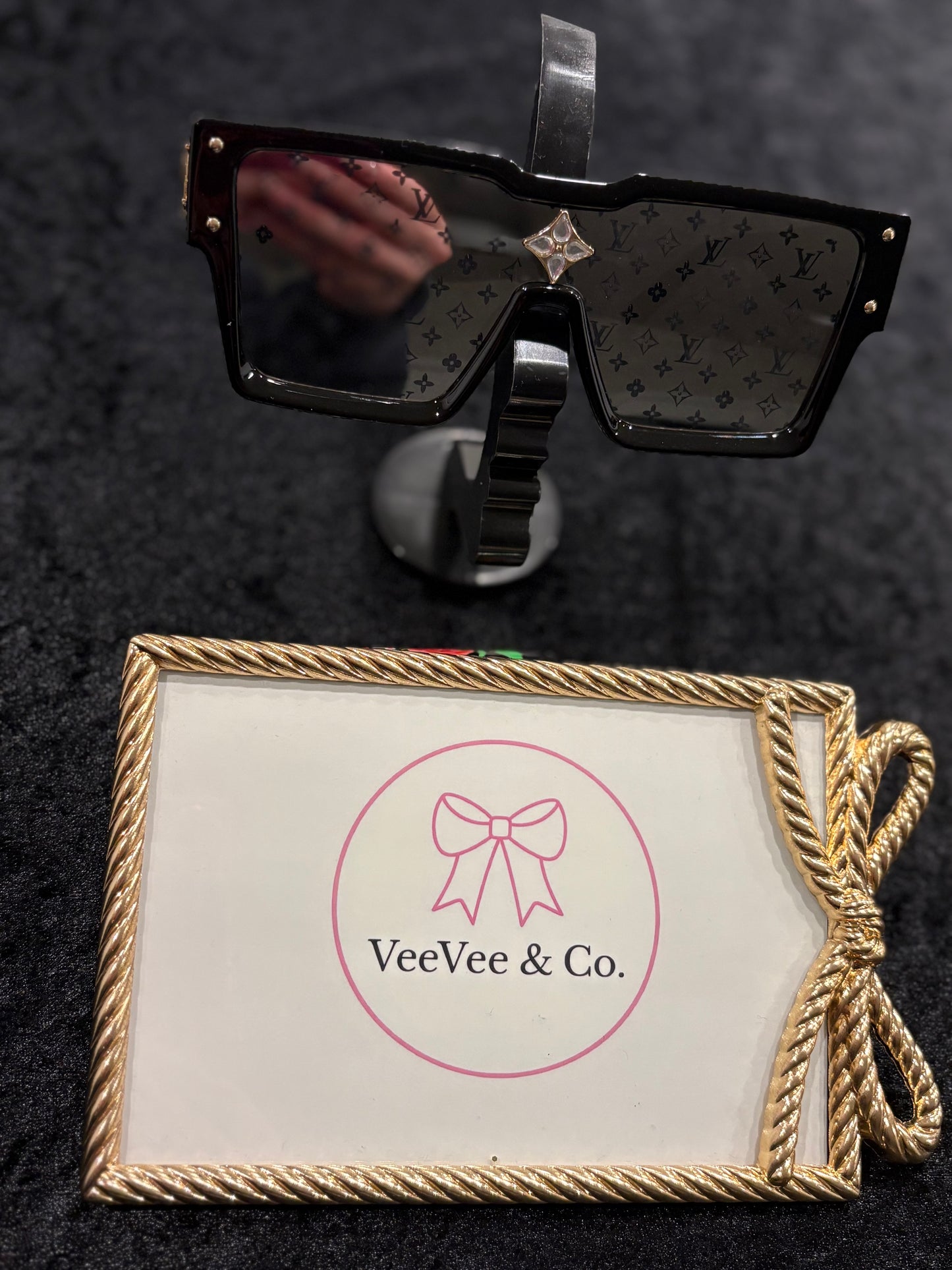 Monogram Mirrored Sunnies | Luxe Black Statement Shades