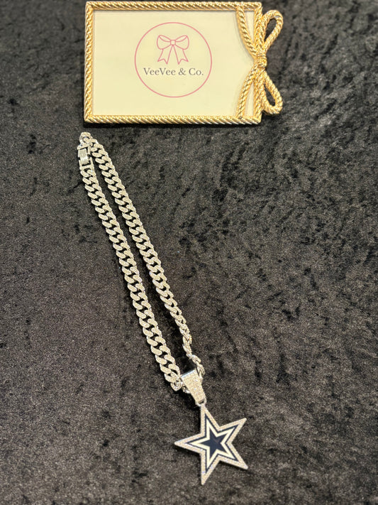 Iced Out Cowboys Star Chain Necklace
