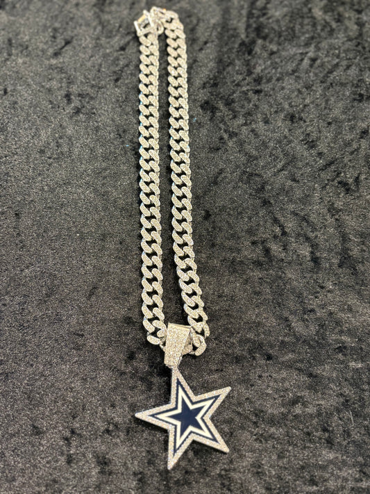 Iced Out Cowboys Star Chain Necklace