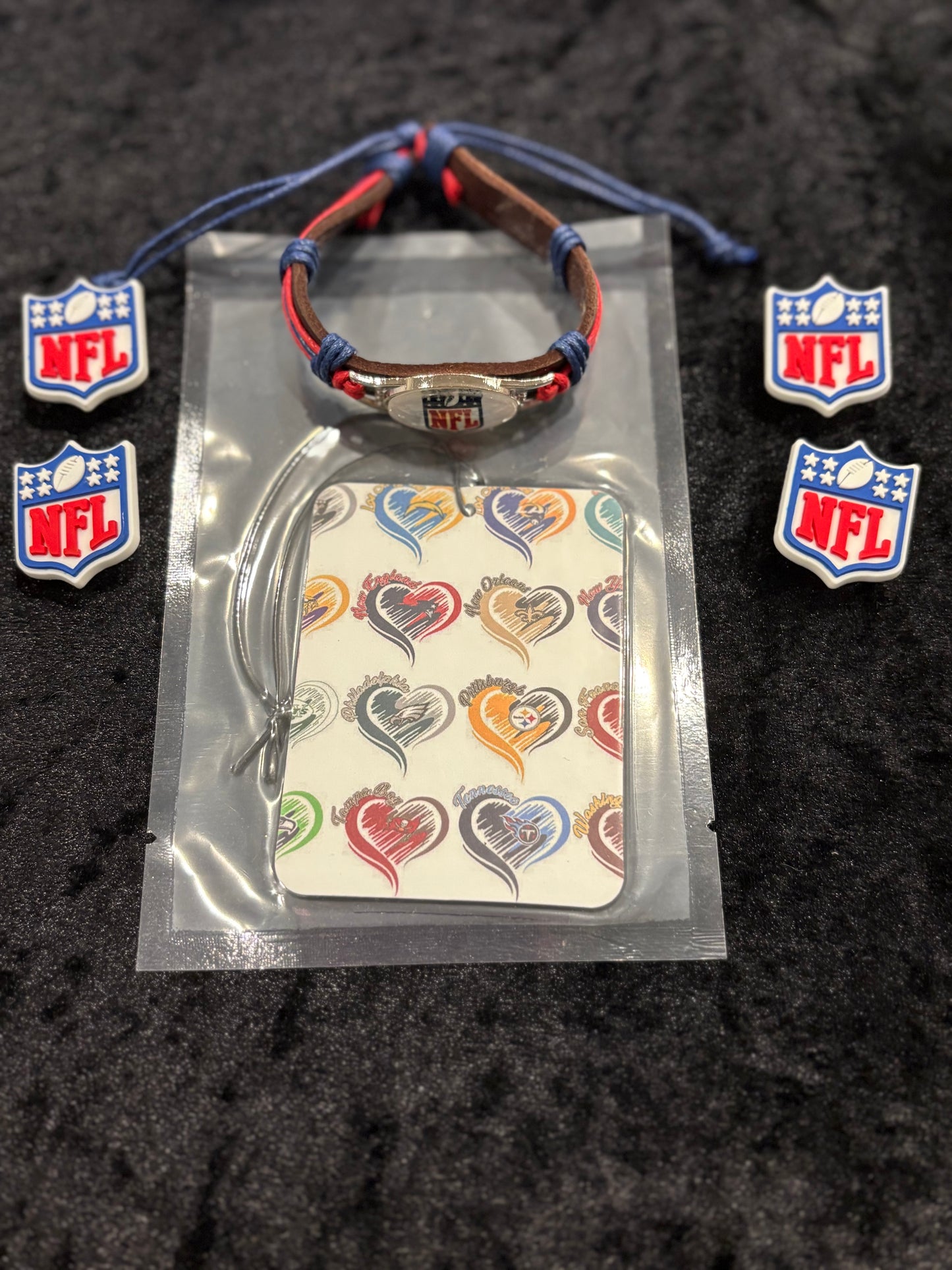 Game Day Vibes NFL Bundle | Croc Charms, Bracelet & Car Freshener