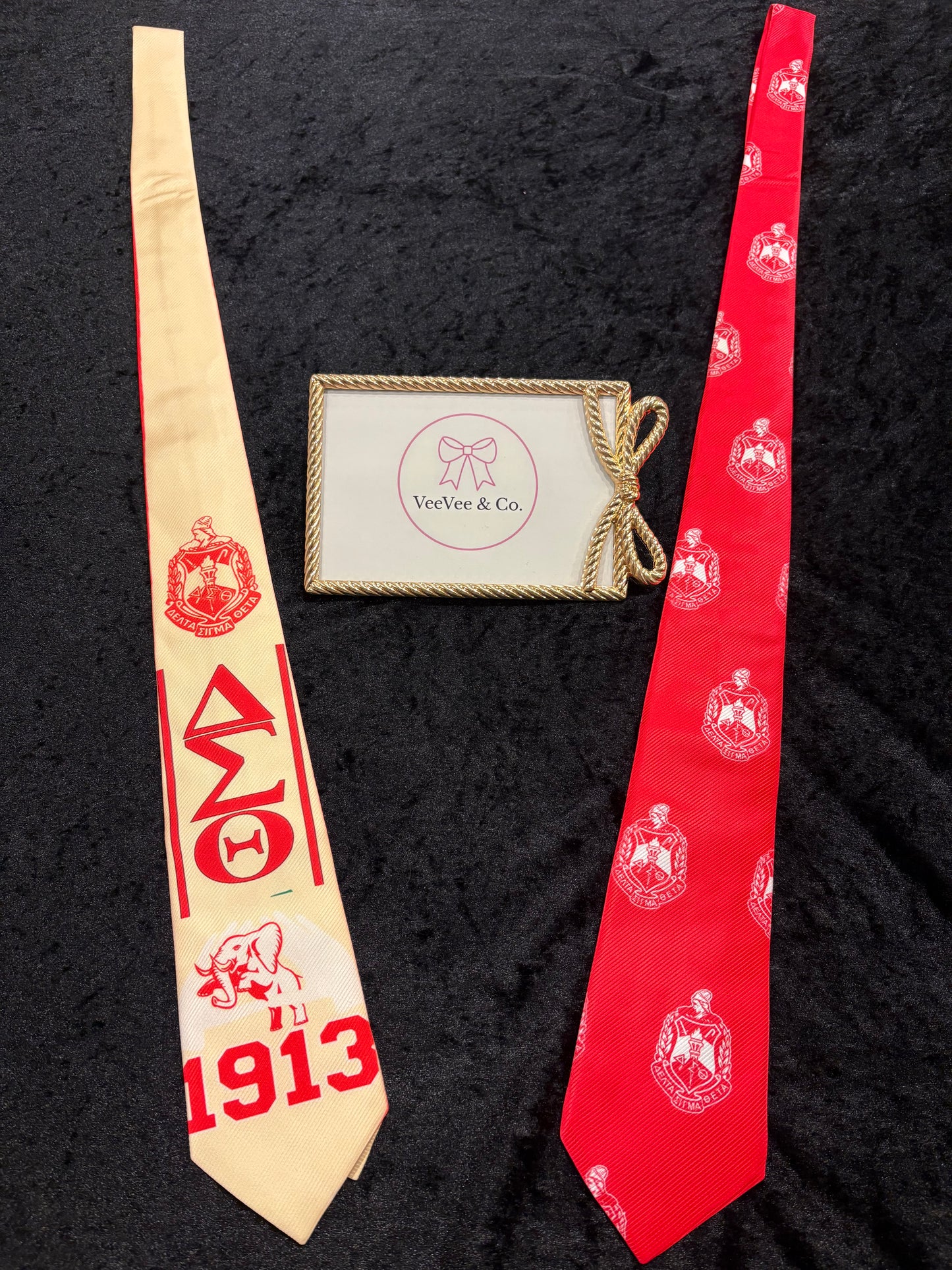 Delta Sorority Signature Tie – Red & Cream Variants | Sisterhood Style Essential