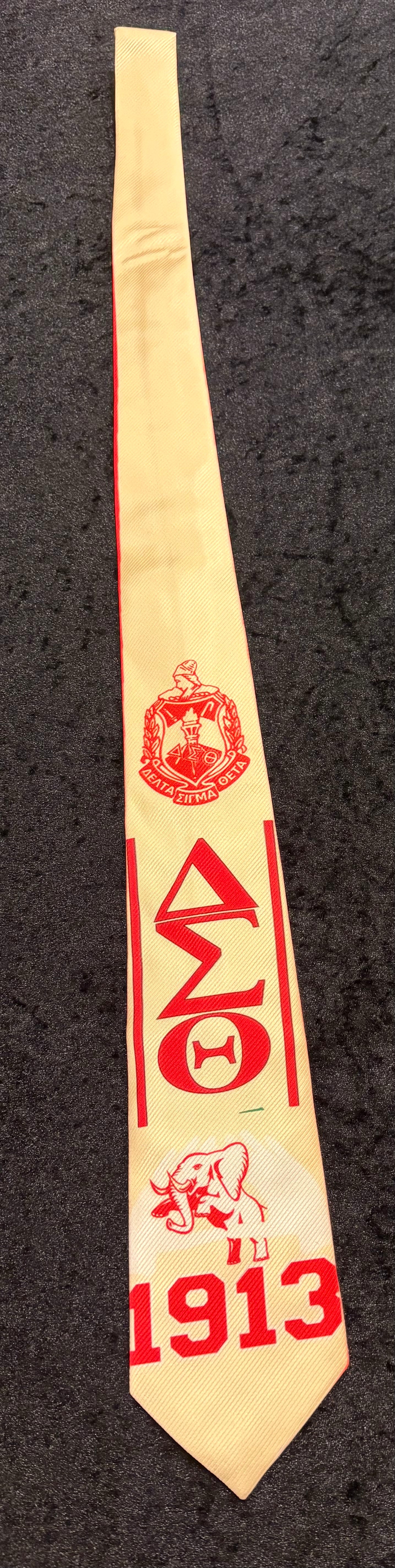 Delta Sorority Signature Tie – Red & Cream Variants | Sisterhood Style Essential