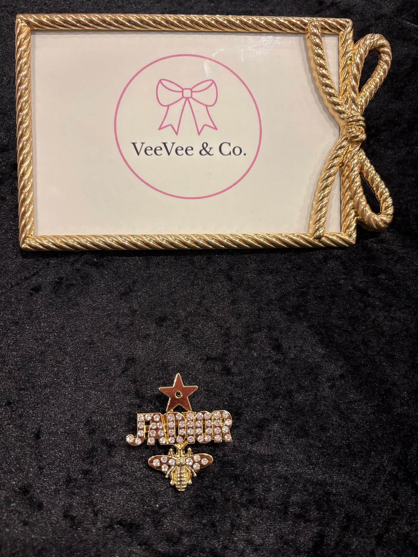 Golden Luxe Script Rhinestone Statement Brooch