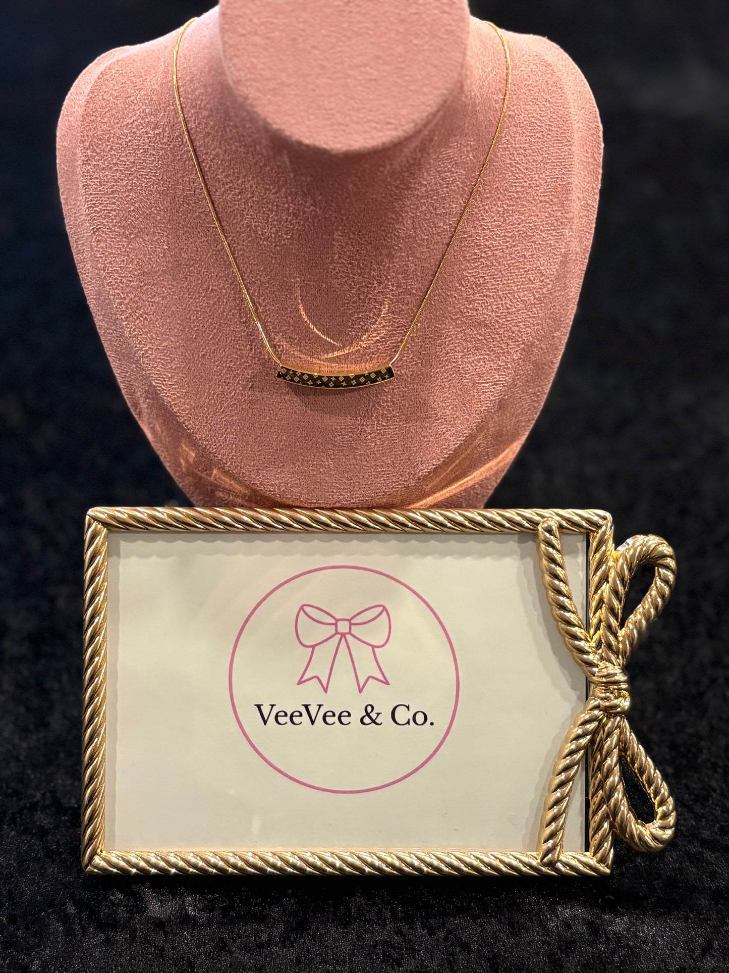 Gold Luxe Monogram Bar Necklace