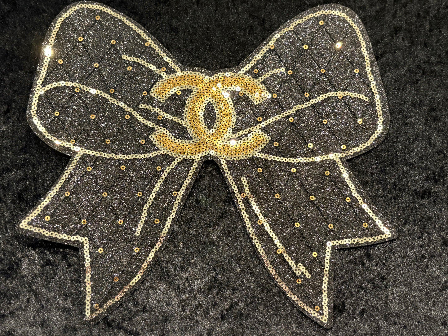Noir Luxe Sparkle Bow Statement Iron-On Patch