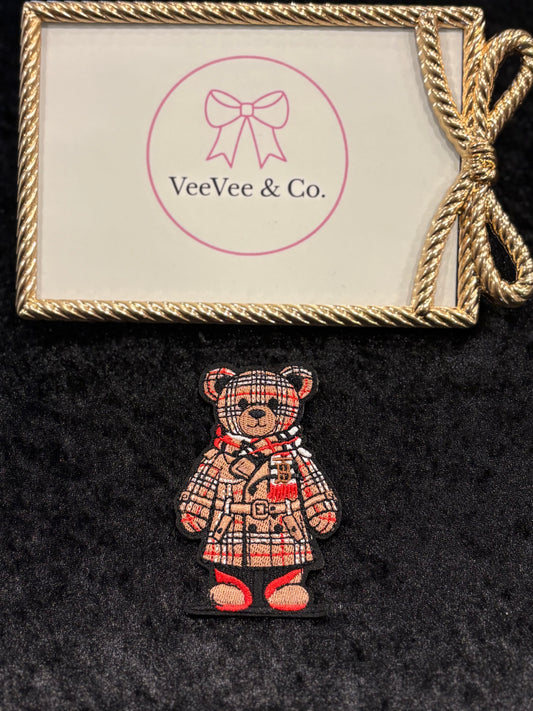 Plaid Jacket Teddy Bear Iron-On Patch