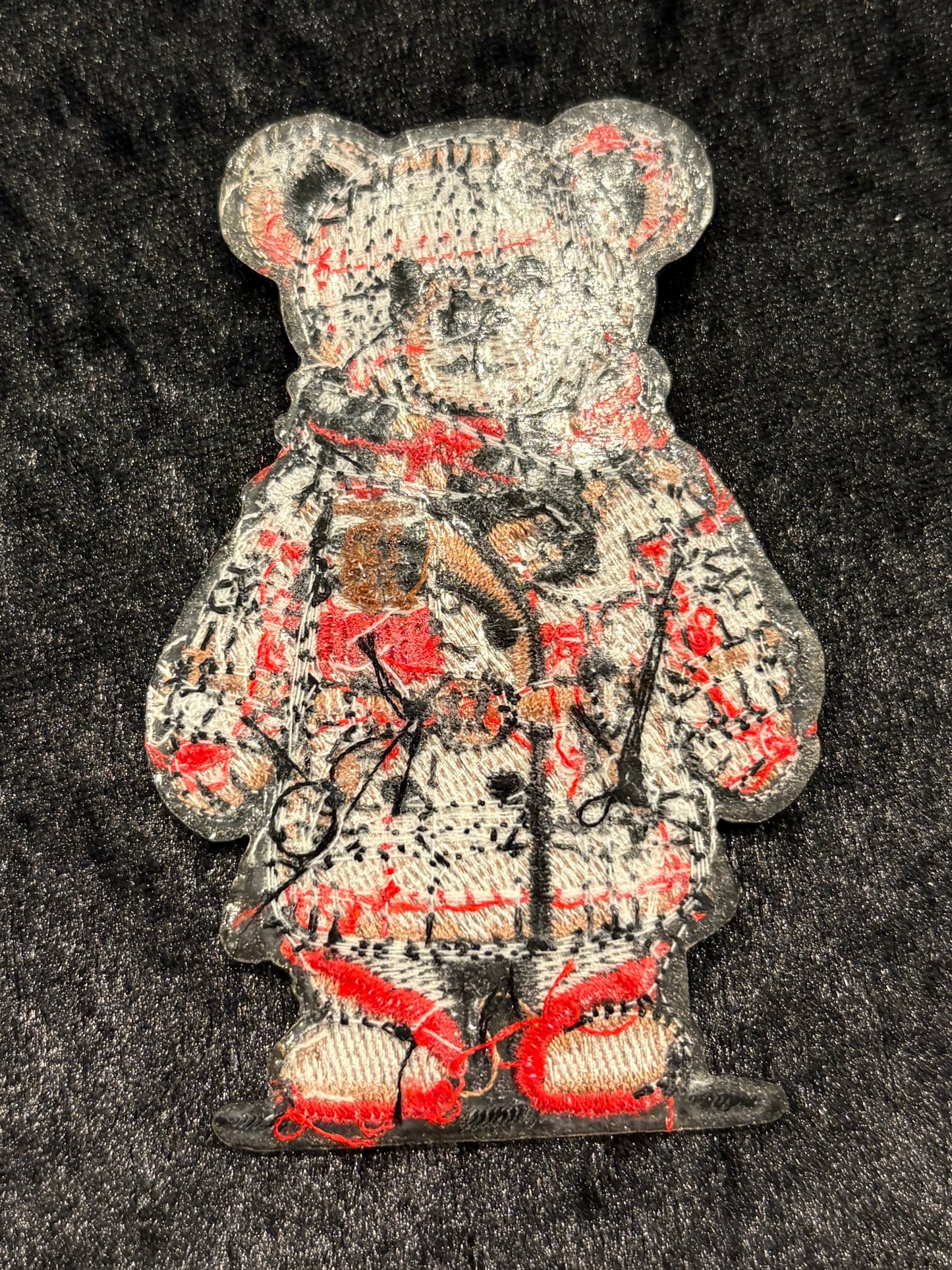 Plaid Jacket Teddy Bear Iron-On Patch