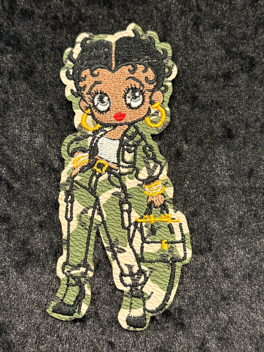 Camo Betty Babe Iron-On Patch