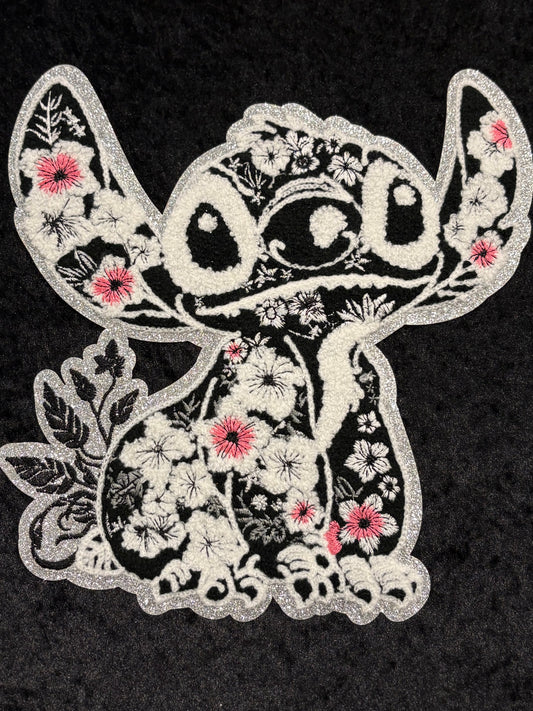Edgy Floral Stitch Iron-On Patch