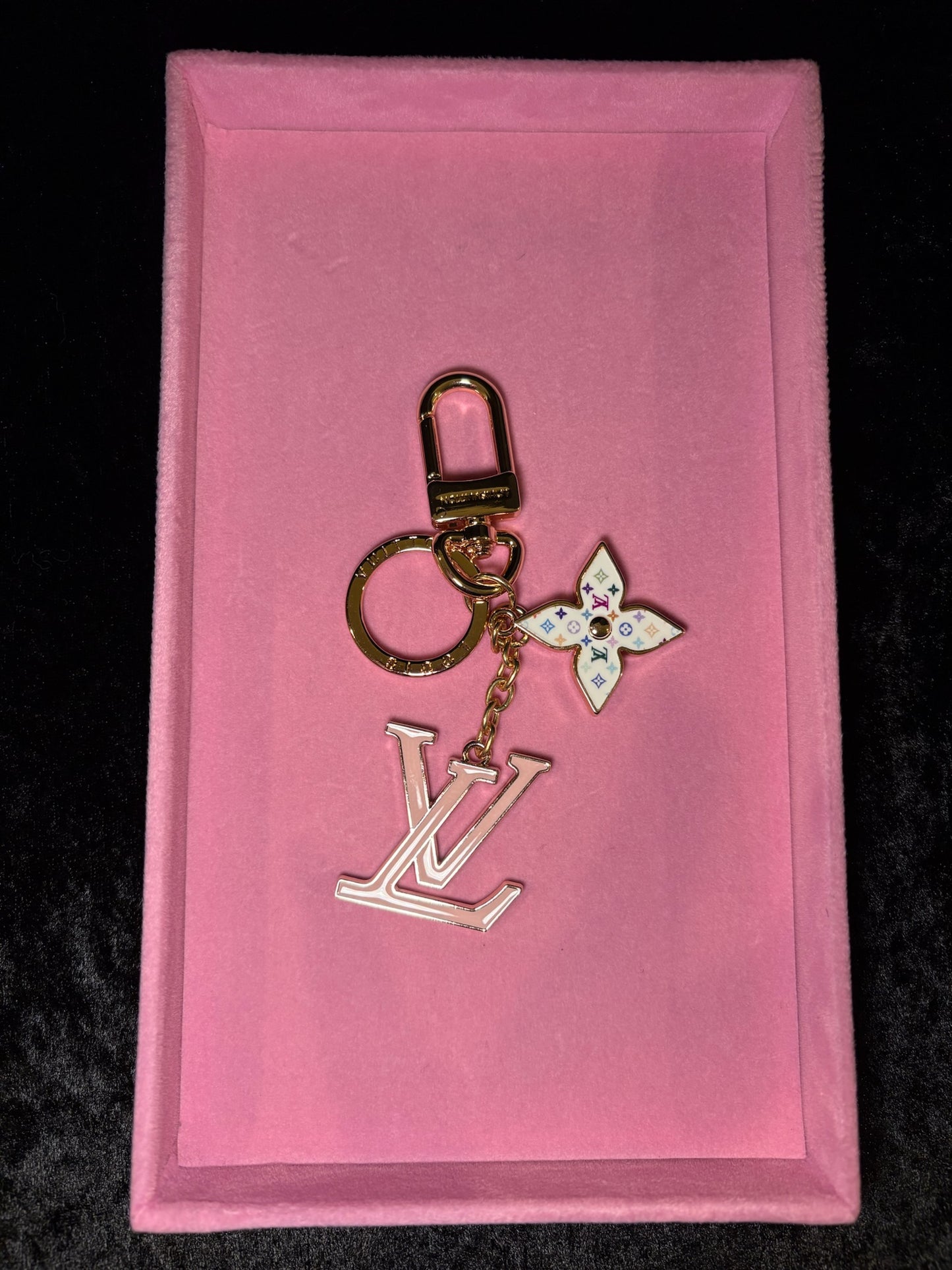 Pink Monogram Charm Keychain