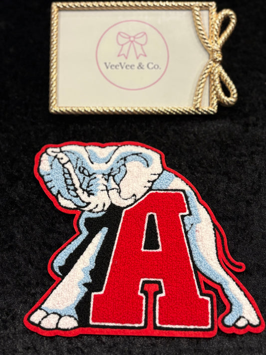 Crimson Pride Elephant Iron-On Patch