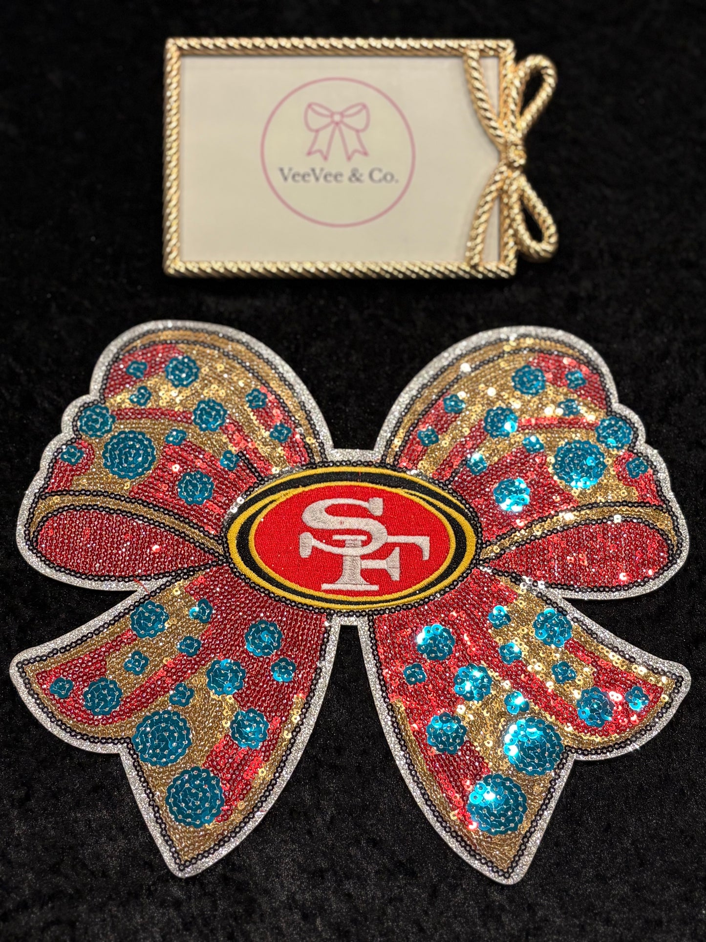 Gold Rush Sparkle Bow Iron-On Patch