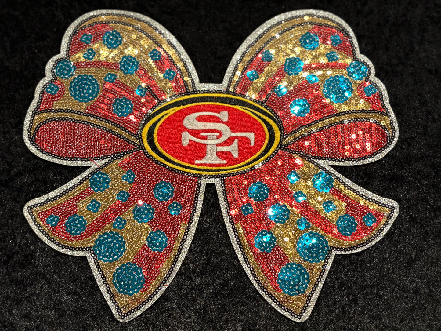 Gold Rush Sparkle Bow Iron-On Patch