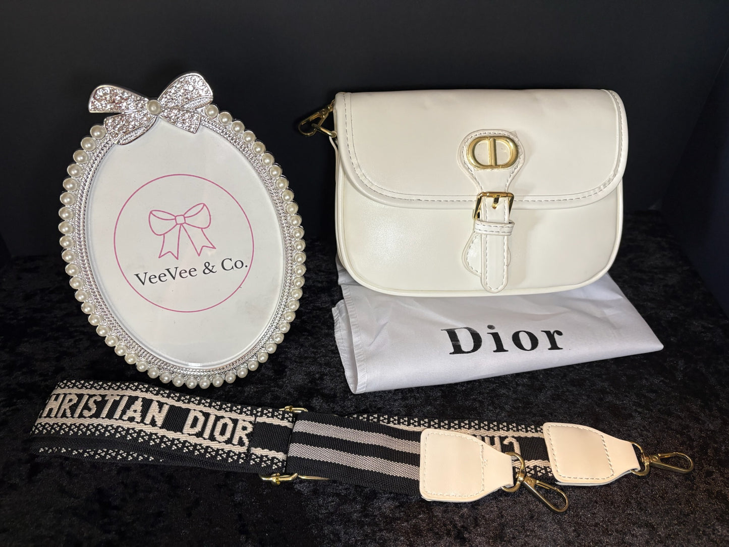 🤍✨ Cream Luxe Bundle | Crossbody, Card Holder & Floral Umbrella Set