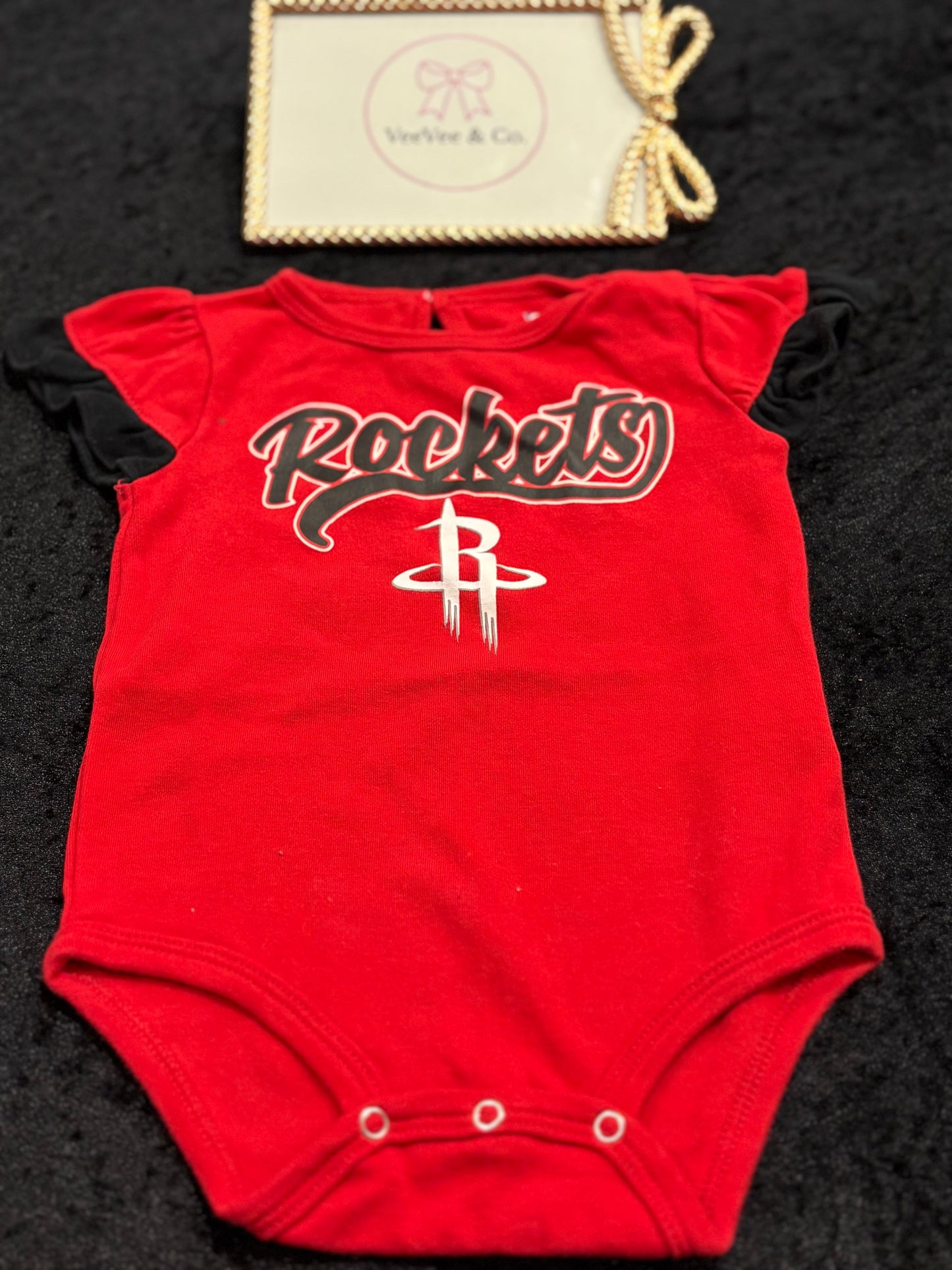 Lil Rockets Ruffle Duo | 2-Pack Houston Rockets Baby Onesies ~ 12M