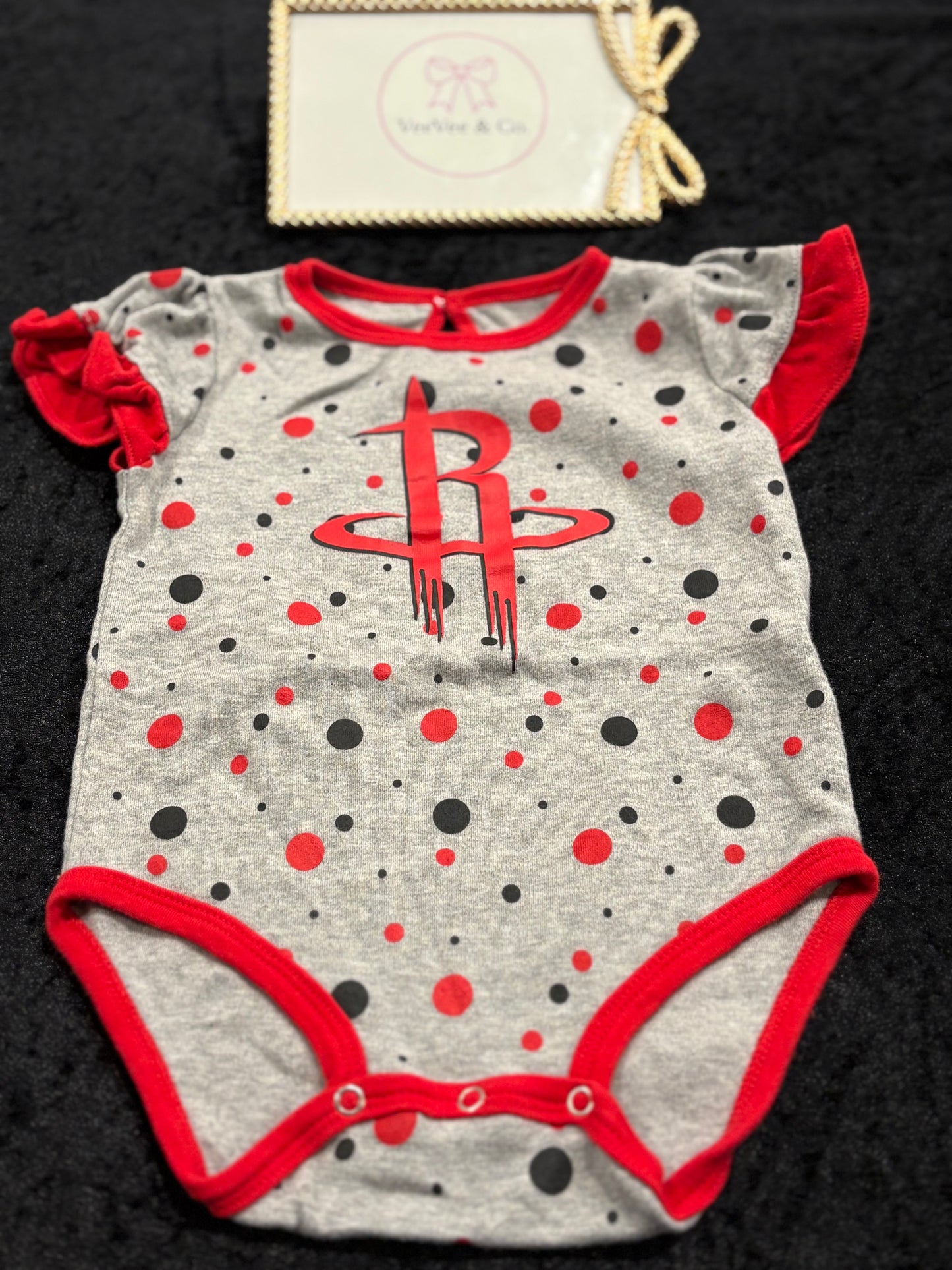 Lil Rockets Ruffle Duo | 2-Pack Houston Rockets Baby Onesies ~ 12M