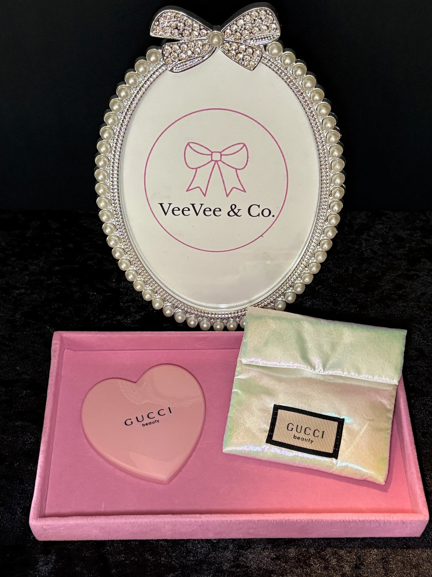 🩷✨ Pretty Little Heart Mirror | Iridescent Travel Beauty Set 💕