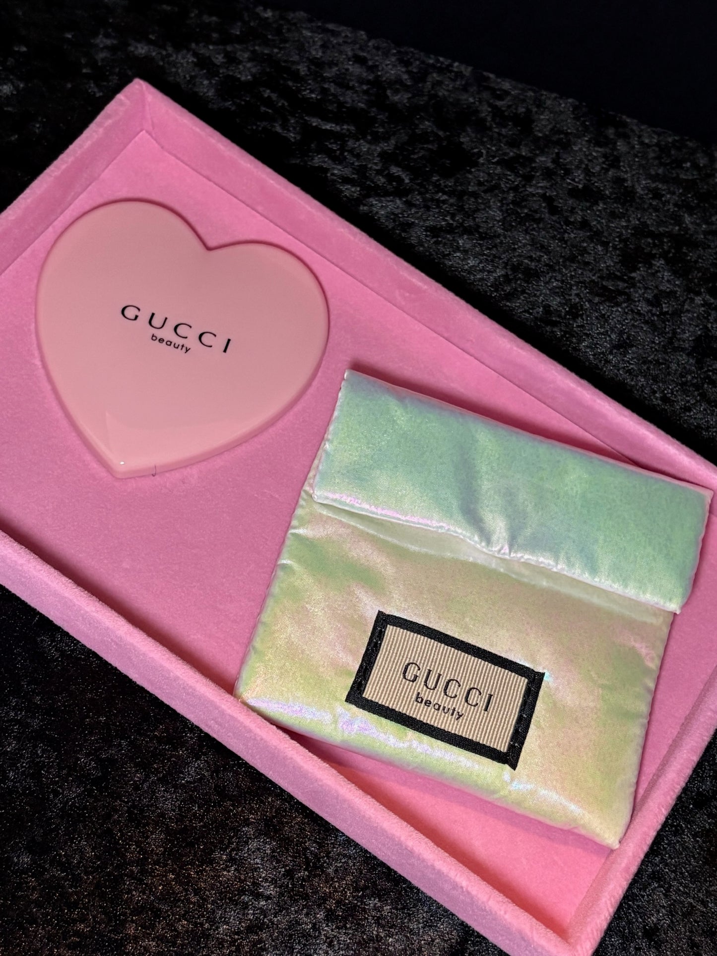🩷✨ Pretty Little Heart Mirror | Iridescent Travel Beauty Set 💕