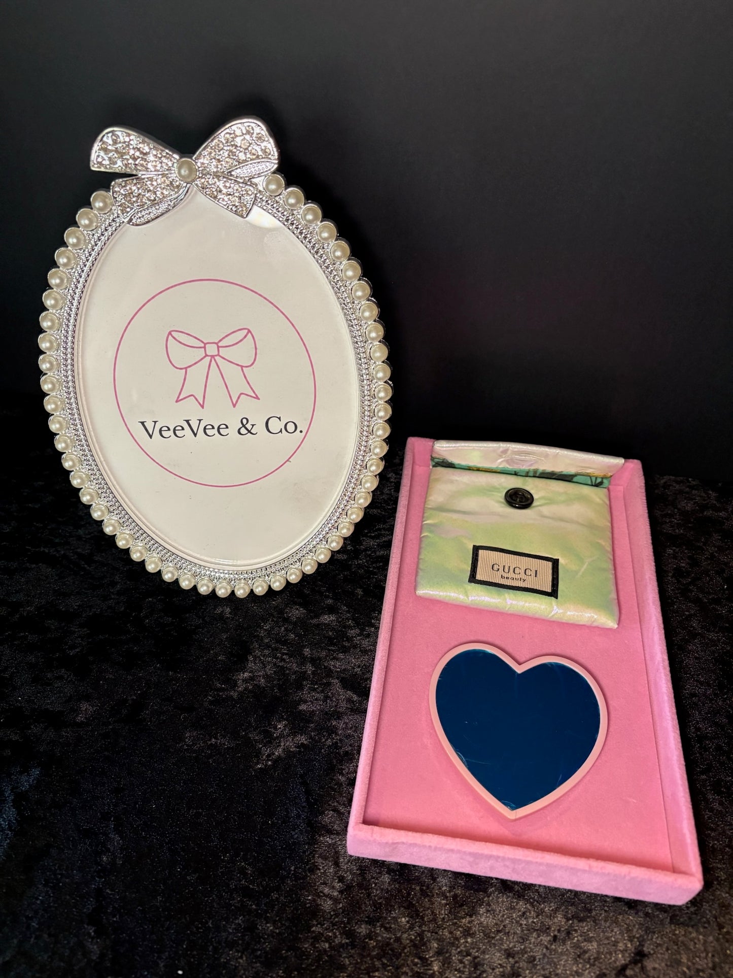 🩷✨ Pretty Little Heart Mirror | Iridescent Travel Beauty Set 💕