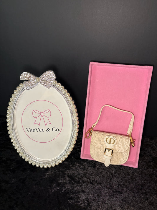 🤍✨ Mini Luxe Bag Charm | Tiny Monogram Purse Cutie 💕