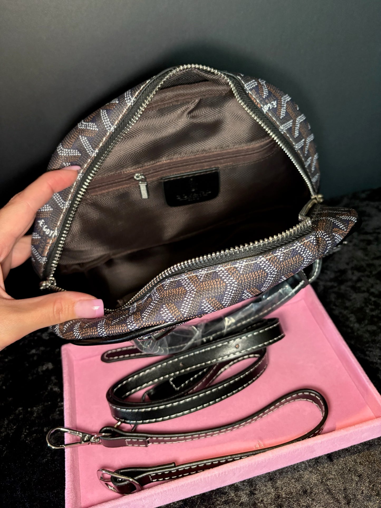 🤎✨ Unique Shape Crossbody | Brown Monogram Statement Bag 👜