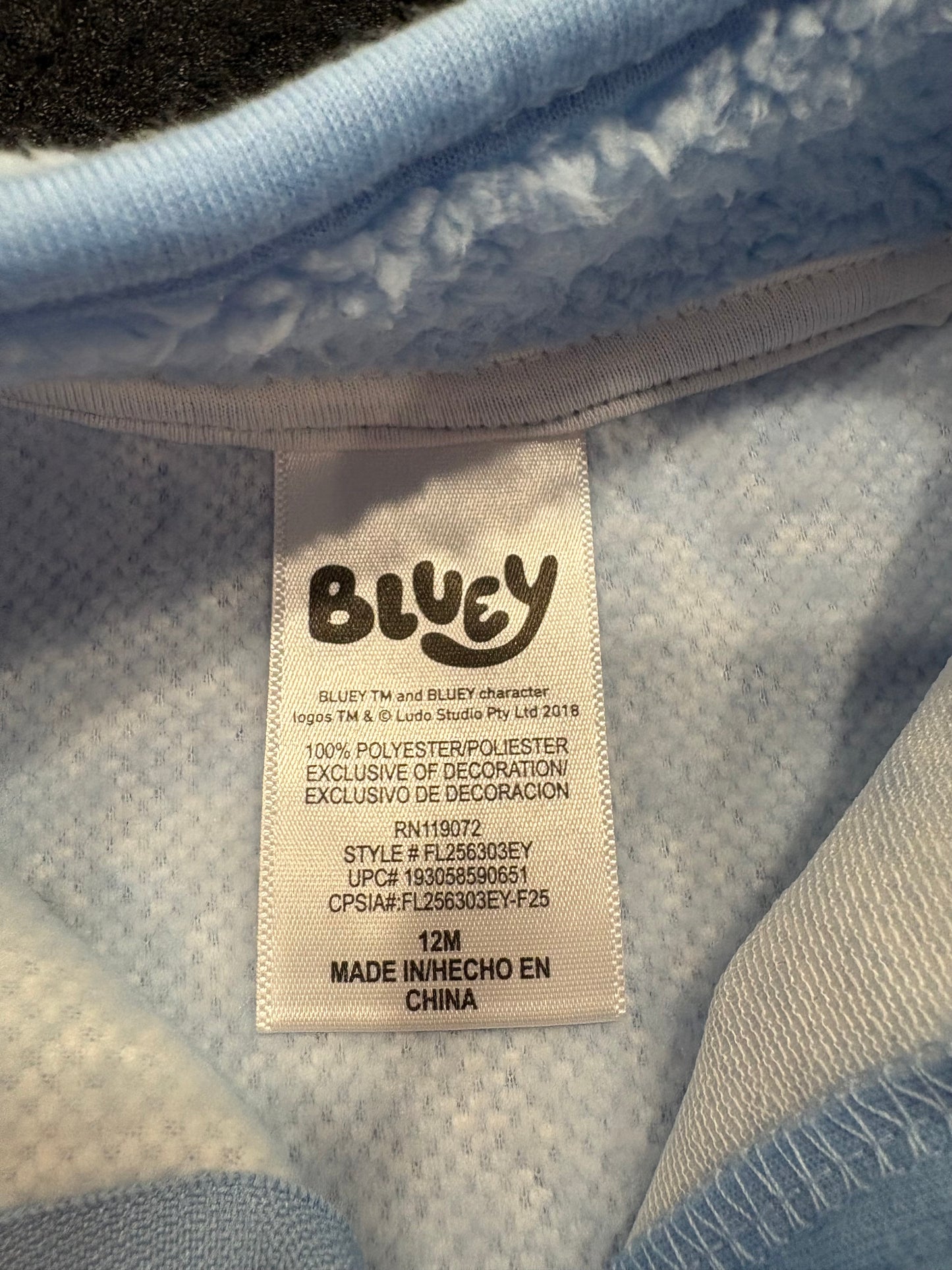 Bluey Snuggle Zip ~ SIZE 12M