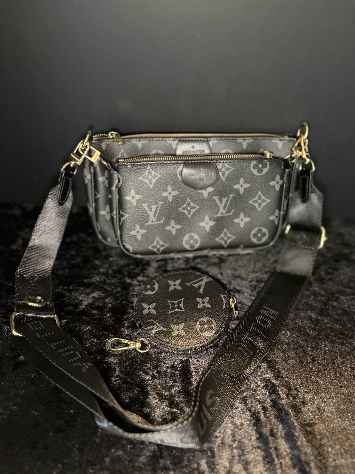 🖤✨ Black Checkered Luxe Set | Purse, Hat & Card Holder Bundle