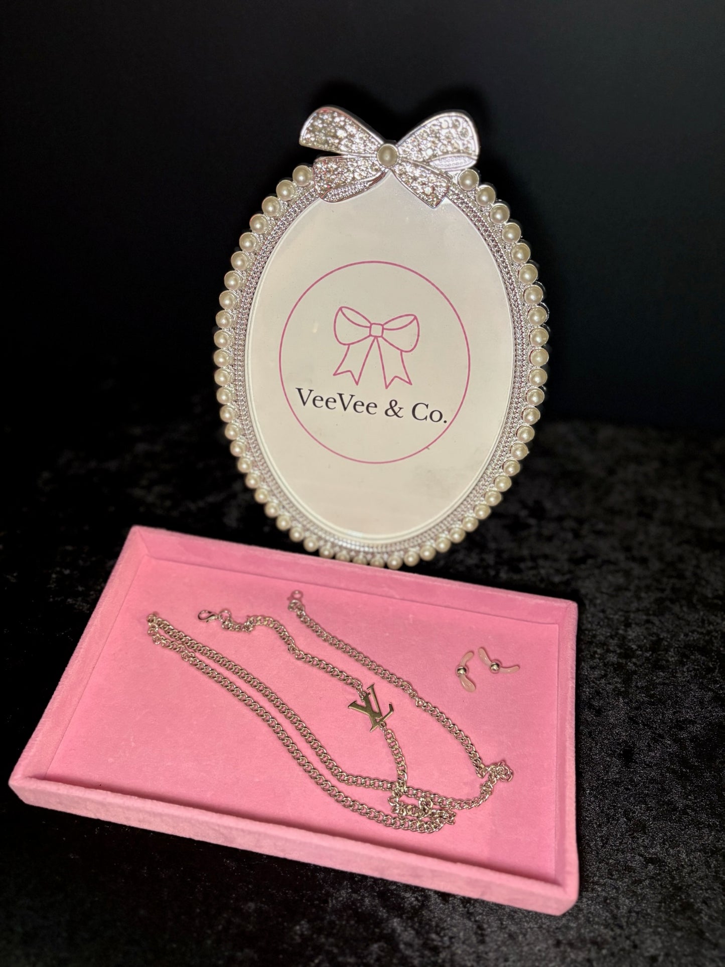 🩶✨ Silver Luxe Sunnies Chain | Chic Monogram Eyewear Accessory