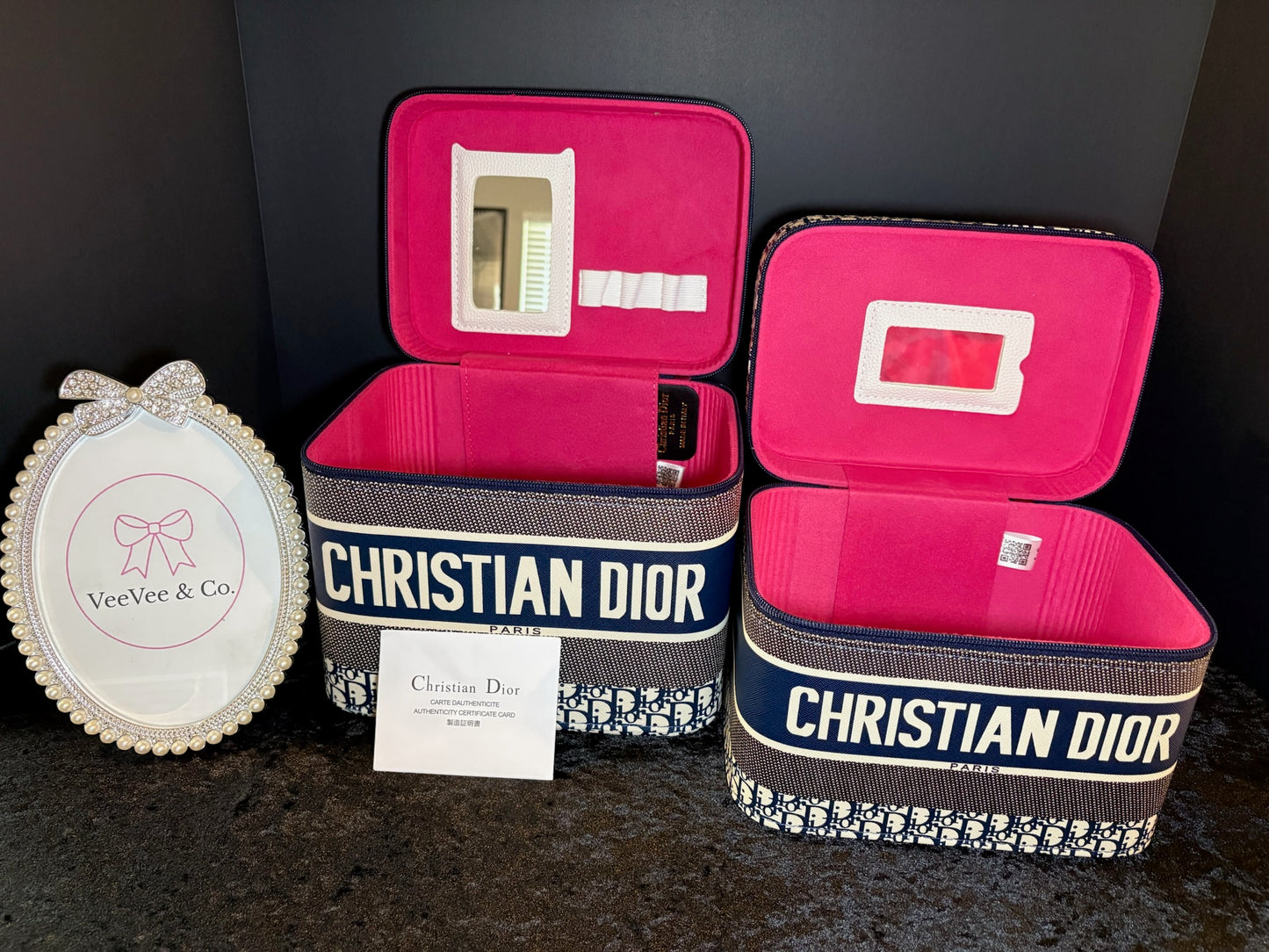 💙🎀 Navy Night Beauty Set | Hot Pink Lined Cases