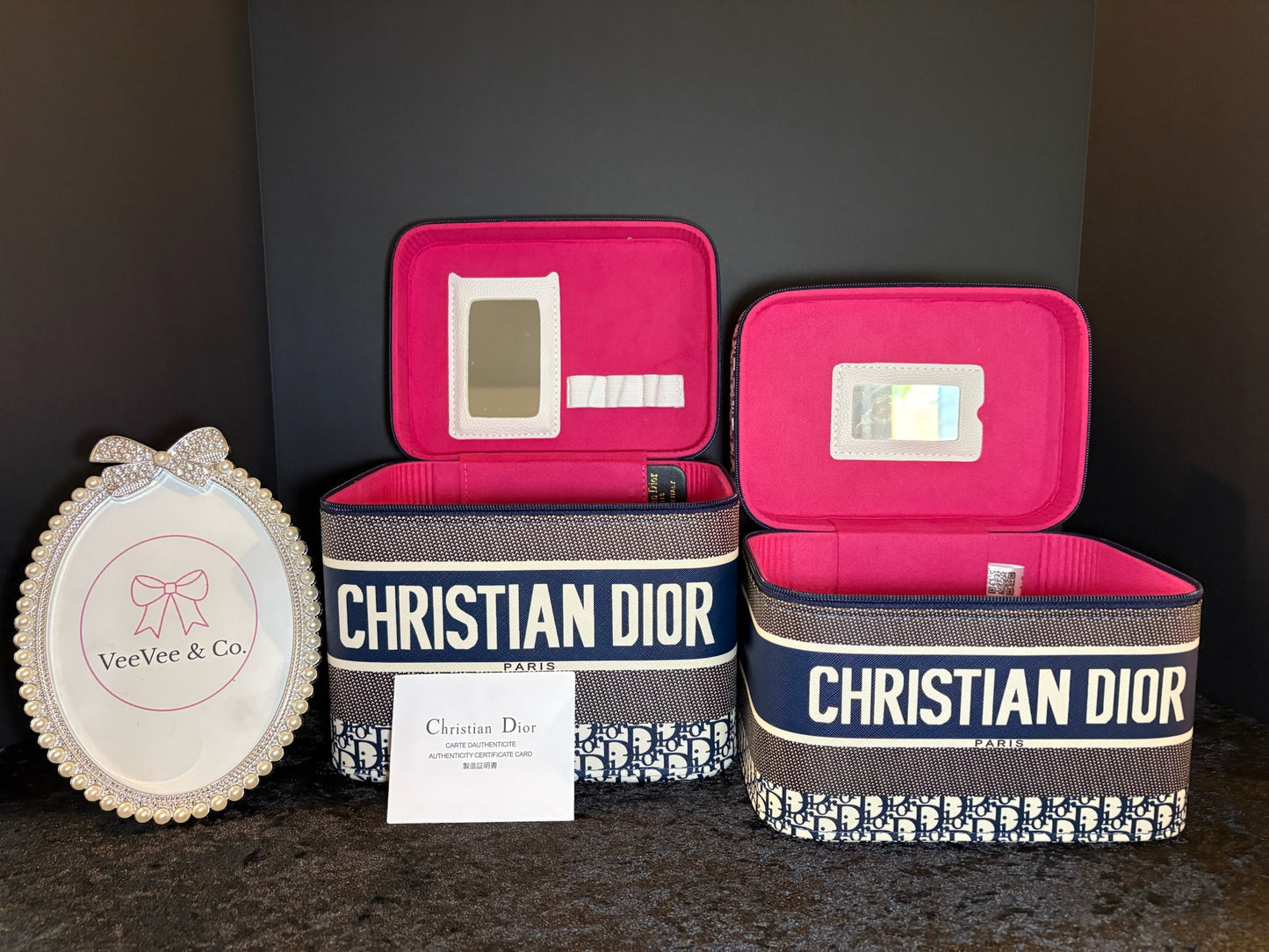 💙🎀 Navy Night Beauty Set | Hot Pink Lined Cases