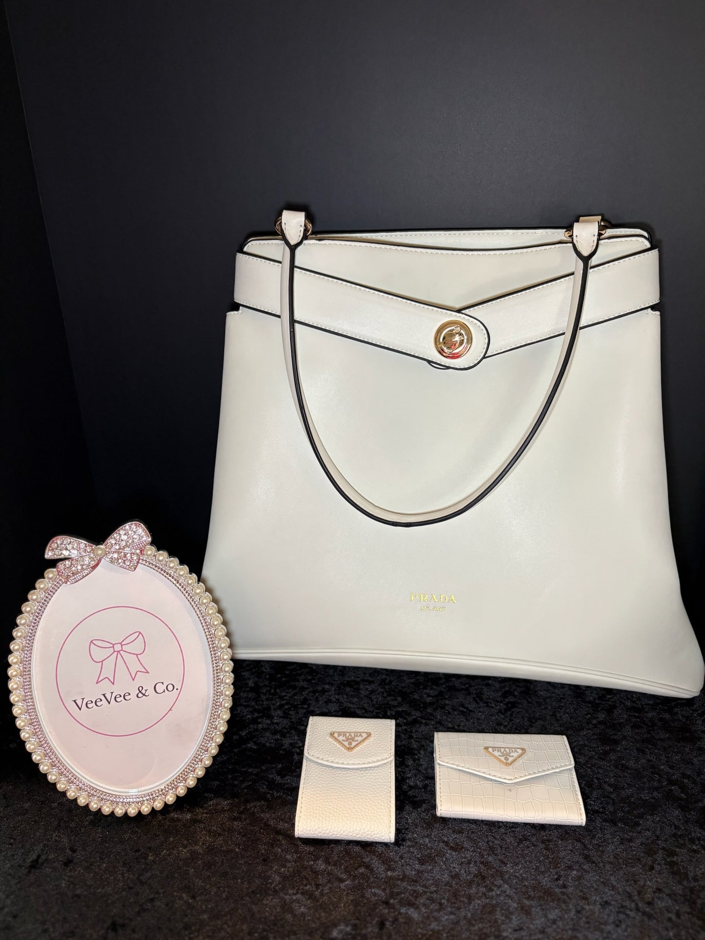🤍✨ Cream Dream Shoulder Bag | Matching Card Holder Trio